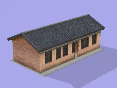 Self-built rural house Low-poly 3D model