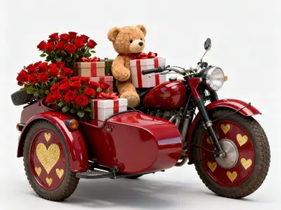 Cupids Courier Sidecar Motorcycle 3D Model Low-poly 3D model