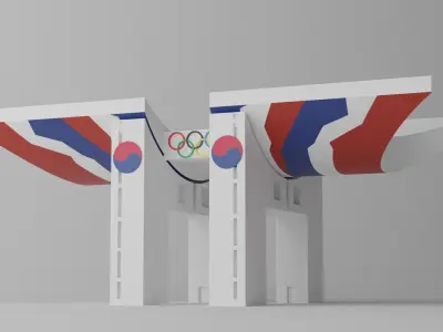 Cartoon Seoul Olympic Park Landmark Korea Low-poly 3D model