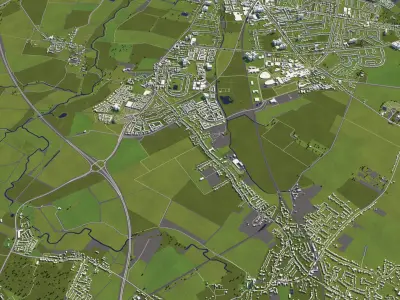 Cambridge UK 50x50km 3D City Map 3D model