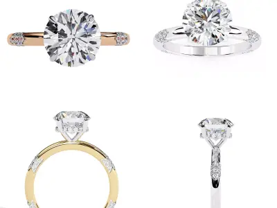 Elegant Solitaire Engagement Ring  STL and 3DM CAD Files 3D print model