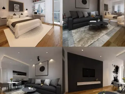 Apartment Interior 3D Model 3dsMax Vray Render 3D model