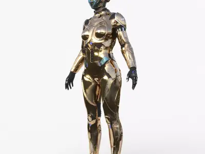 Cyborg Woman Gold  3D model