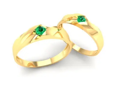 Elegant Twist Couple Ring with Round Center Stone 361 3D print model