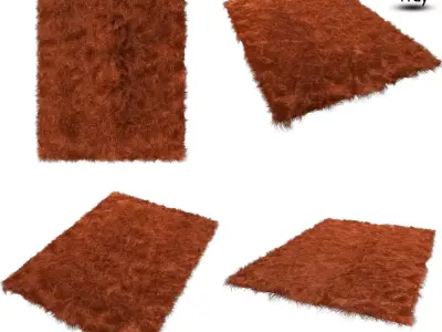 Carpet orange fur rug 3D model