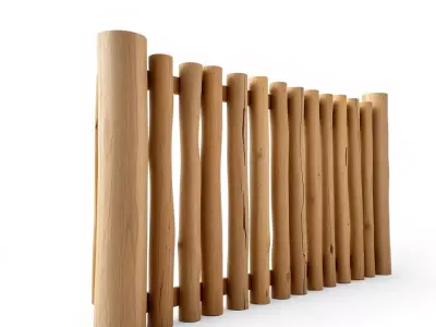 Rustic Wooden Fence model pack Low-poly 3D model