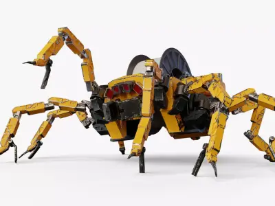 Mechanical spider Low-poly 3D model