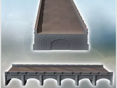 Stone bridge with side pavement and bricks 5 - Modern WW2 WW1 Wo 3D print model