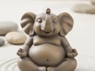 Zen Elephant Meditating Animal Sculpture for 3D Printers 3D print model