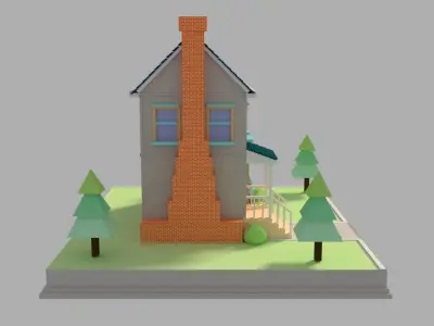Low Poly Cartoon House  Low-poly 3D model purchase