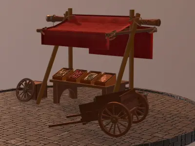 Stylized Medieval Marketplace Low-poly 3D model