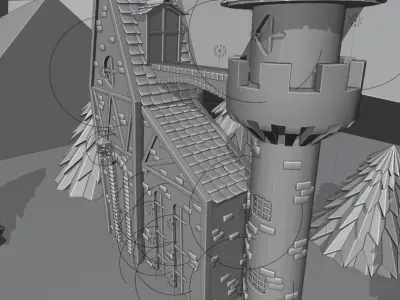 Night castle scene Free 3D model