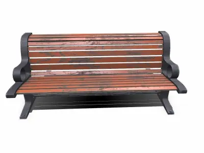 Old Park Bench Low-poly PBR Free low-poly 3D model