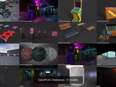 CyberPunk Underpass 3D Model Pack