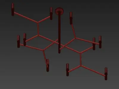 ROOTS gold chandelier with six lights 3D model