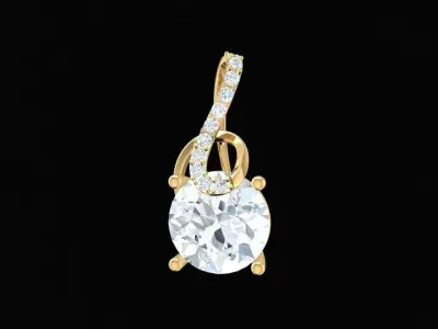 Luxury Swirl Pendant with Green Round Center Stone 237 3D print model