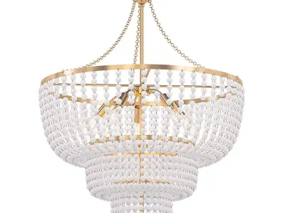 Bynes 6 chandelier with glass beads and gold finish 3D model