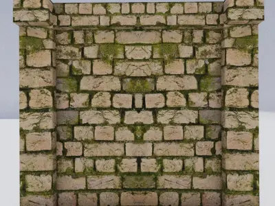 Brick wall Low-poly 3D model
