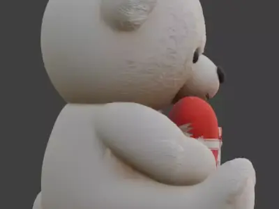 Valentine s Day Teddy Bear 3D Model Low-poly 3D model