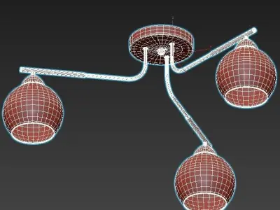 hiper-tommy-h181-3 three light ceiling fixture with glass globes 3D model
