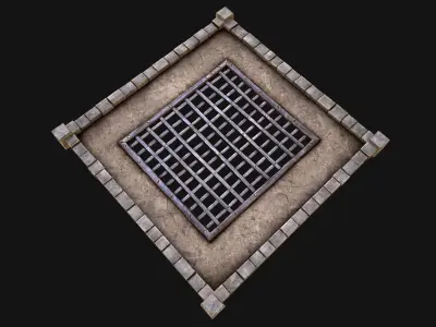 Medieval Castle Roof with Prison Bars Low-poly 3D model