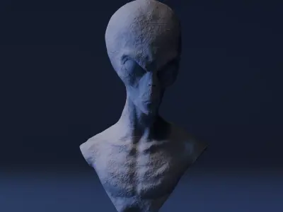 Grey Alien Bust 3D print model