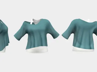 Tank Top With Off Shoulder Batwing Top Low-poly 3D model