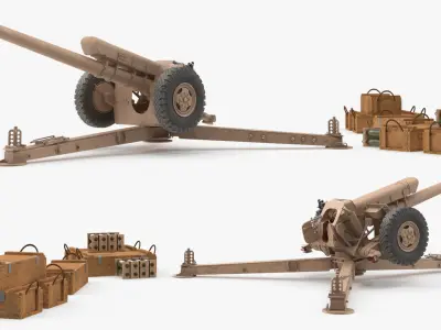  Mobile Cannon System with Ammunition Boxes Sand 
