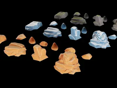 Stylized Rock Pack Low-poly 3D model