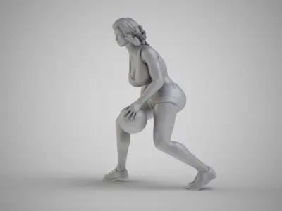 Girl Plays Street Basketball 3D print model