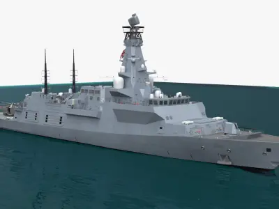  Royal Navy Frigate Type 26 Afloat with AW101 Merlin Grey 