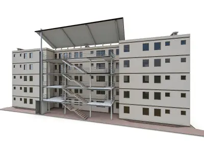 Apartment Block Low-poly 3D model
