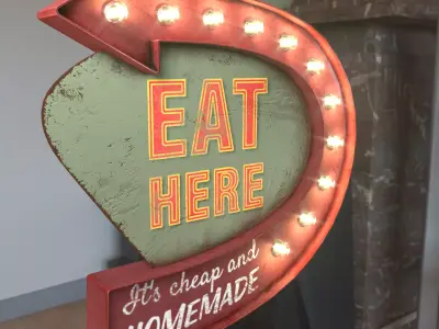 Arrow Sign EAT HERE 3D model