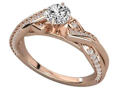 Women Light Weight Solitare Diamond Wedding Ring   9 3D print model