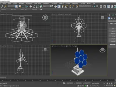 Space Solar Energy System Low-poly 3D model