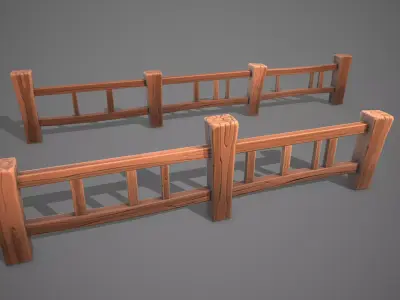 Stylized fence Low-poly 3D model