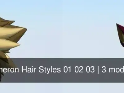 Acheron Hair Styles 01 02 03 3D Model Pack