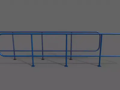 PBR Pedestrian Guard Rail Blue V5 Low-poly 3D model