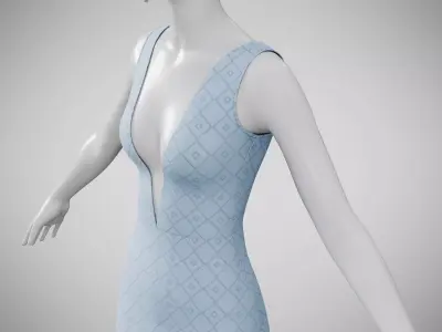 Dress 34 Light Blue Low-poly 3D model