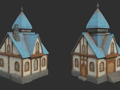 Collection 10 Medieval House Low-poly Low-poly 3D model