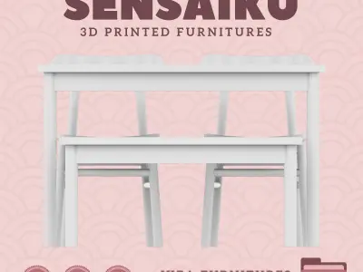 RONNINGE Table Chairs and Bench for Dollhouse - IKEA - 3D Print 3D print model
