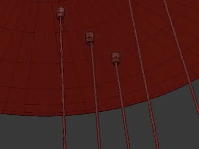 Modern pendant light with two rings hanging from it 3D model