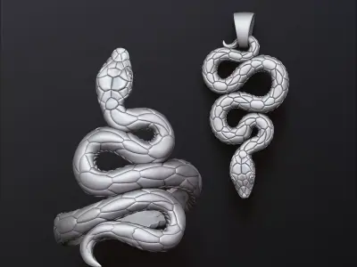 Snake Ring Pendant v3 Hollowed 3D Model Pack