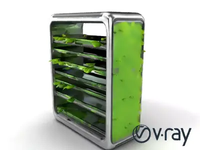 High-Tech Vertical Garden Model Pack with Adjustable Cultivat... Low-poly 3D model