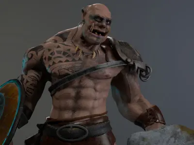 Orc fantasy Game ready Character Low-poly 3D model