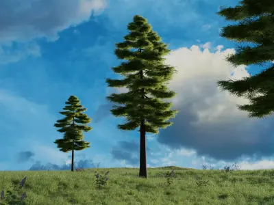 Nature Scene with Realistic Pine Tree 3D model