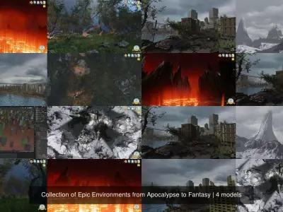 Collection of Epic Environments from Apocalypse to Fantasy 3D Model Pack