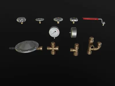Tank  Balloon  Cylinder  Barrel  with  Cart  Free low-poly 3D model