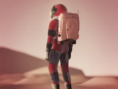 MARS astronaut rigged animated realistic with environment  Low-poly 3D model