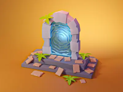 Portal door with light 3D model